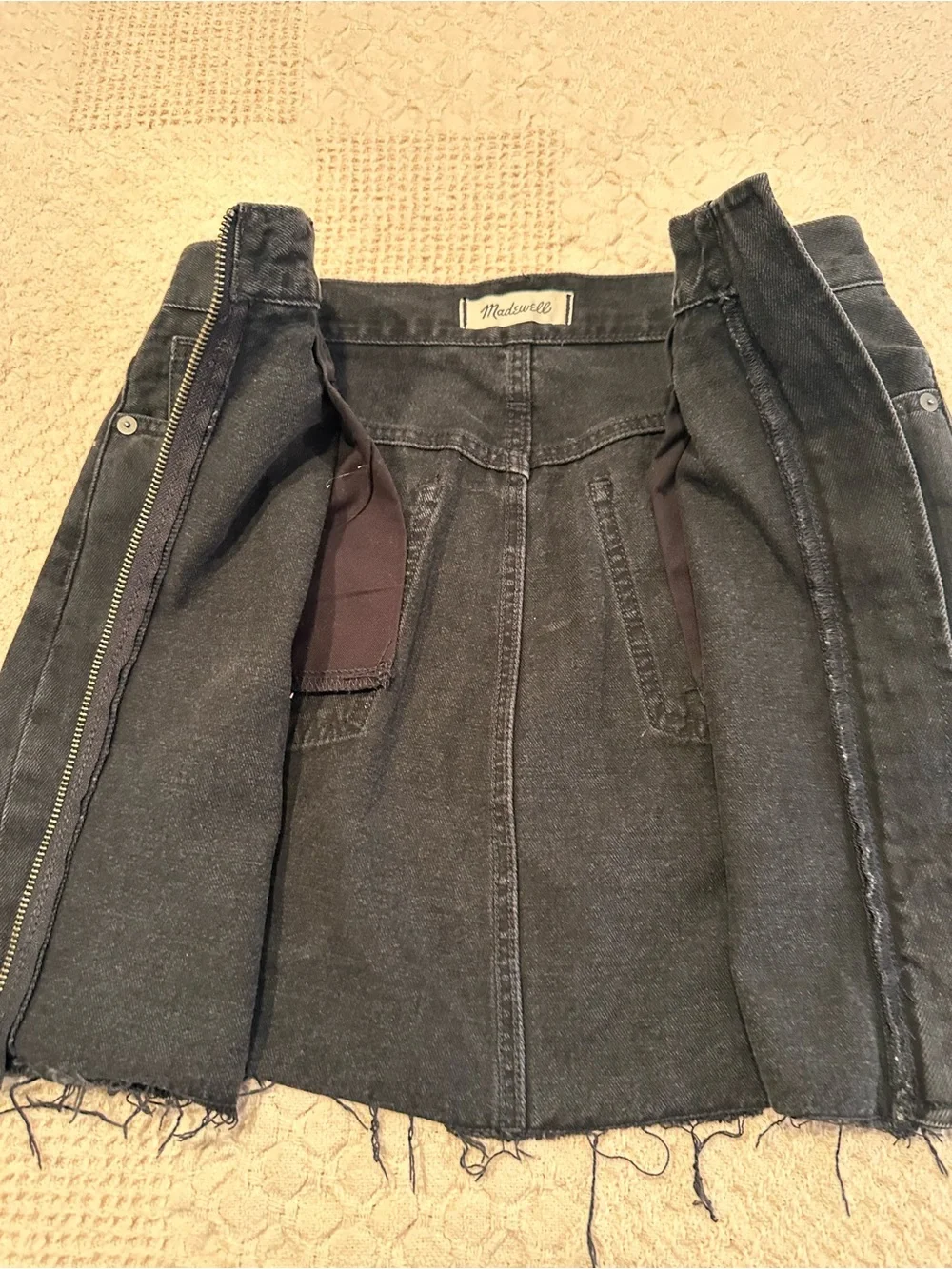 Madewell Black Denim Mini Skirt with Front Zipper - Picture 5 of 11